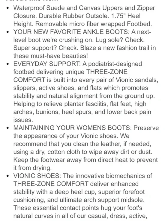 VIONIC Booties Mellie Combat NEW Comfort Waterproof Suede Canvas Camel Size 8.5 - Picture 8 of 9